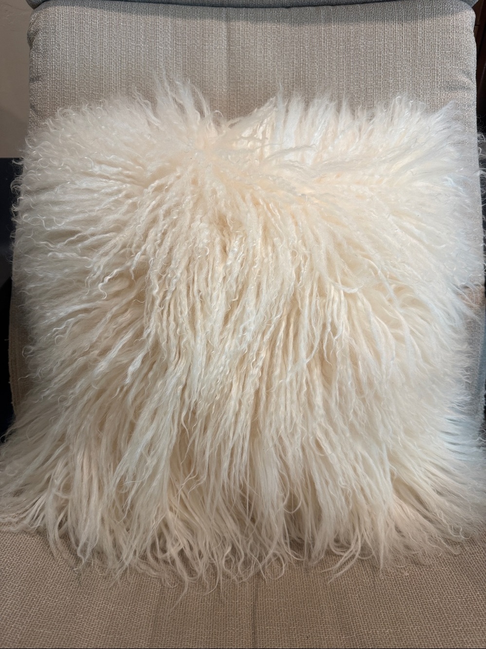 Fibre by Auskin square curly sheepskin furry pillow bohemian
